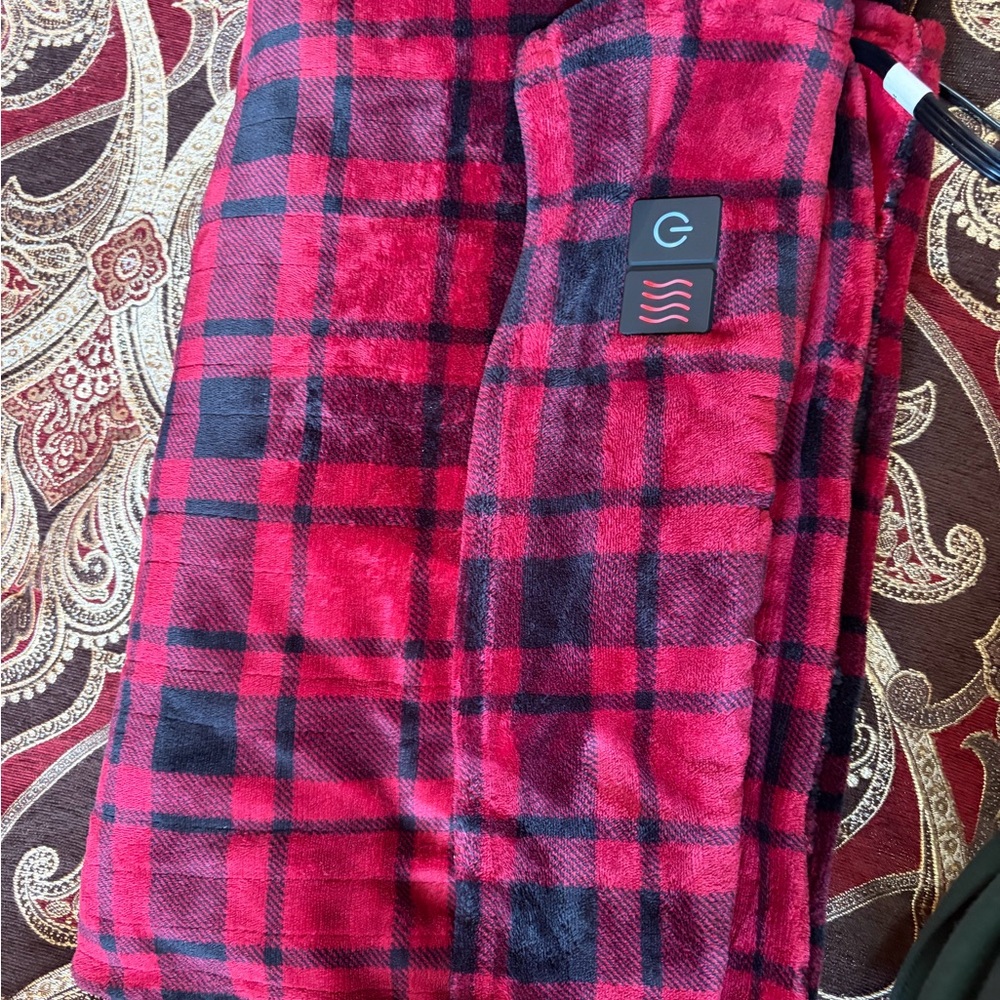 Red and Black Plaid Heated Blanket